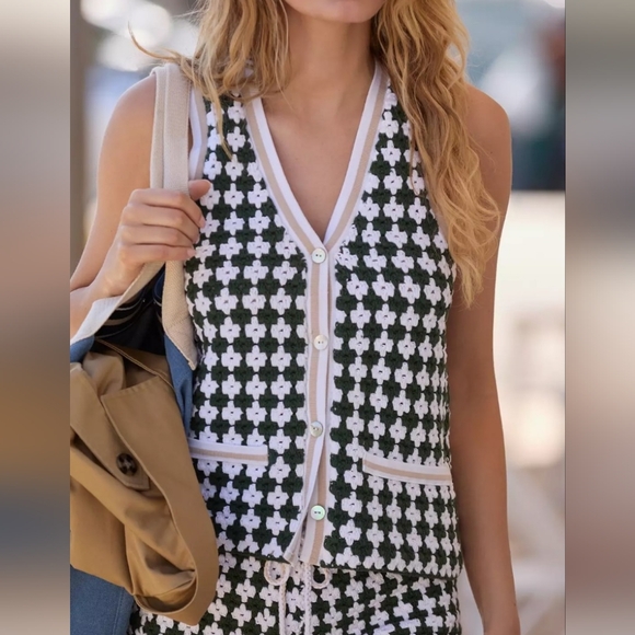 The Upside Portobello Watson Crochet Vest In Green Womens M - Picture 1 of 8